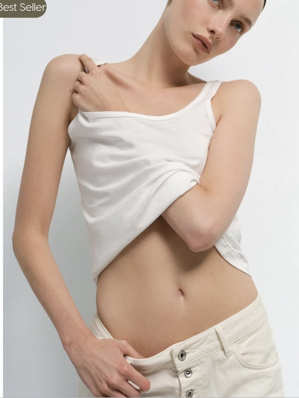 MATE The Label Organic Pima Cotton Layering Tank, Bone